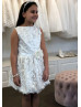 Ivory Floral Lace Knee Length Flower Girl Dress